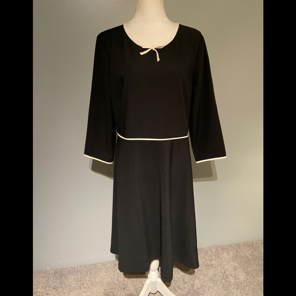 Black dress with ivory piping detail Talbots rsvp